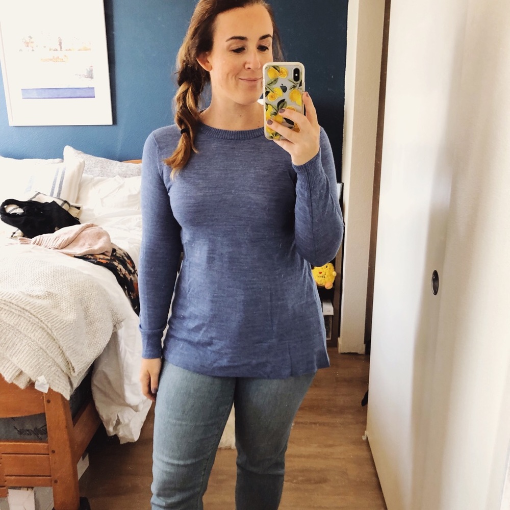 The Limited Blue Crewneck Tunic Sweater